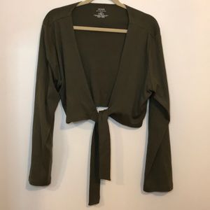 VENEZIA OLIVE COLORED TYE CROPPED SHRUG SIZE 14/16